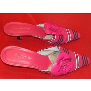 Pink stripped slip ons